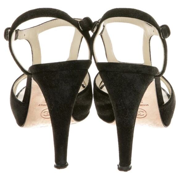 Chanel Interlocking CC Logo T-Strap Sandals 36.5 Black 2013 Lagerfeld With Box - Picture 2 of 16